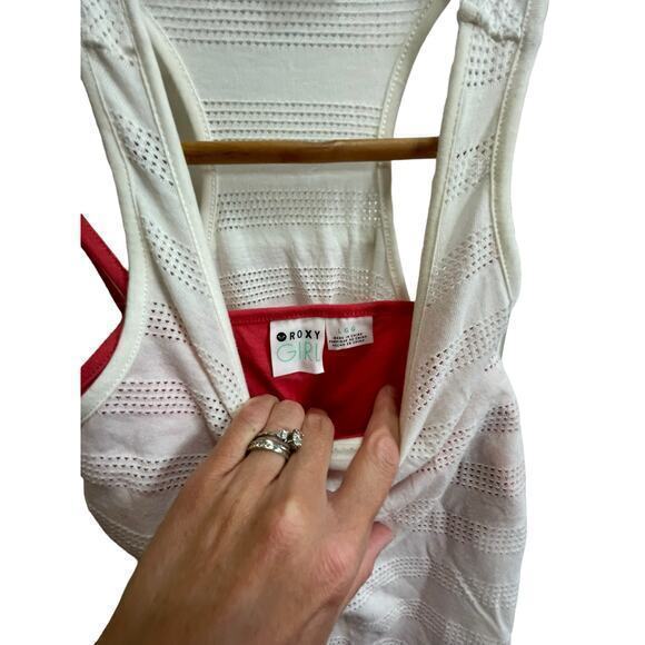 NWT ROXY Big Girls' Tea Time Dress White Crochet Top Dress & Coral‎ Tank Under - Picture 13 of 13